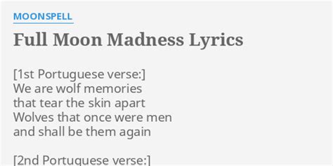 Full Moon Madness Lyrics By Moonspell We Are Wolf Memories