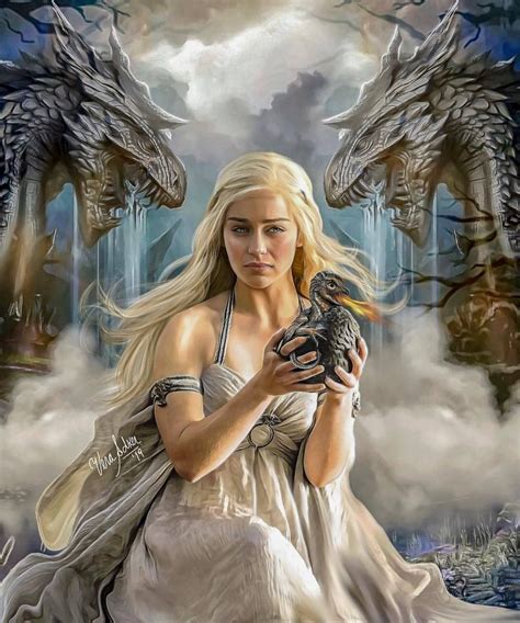 Daenerys Targaryen And Dragons Queen Of Dragons Game Of Thrones