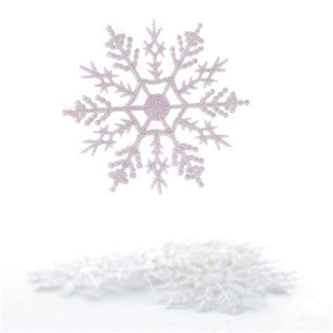 White Iridescent Glittered Snowflake Ornaments Snow Snowflakes