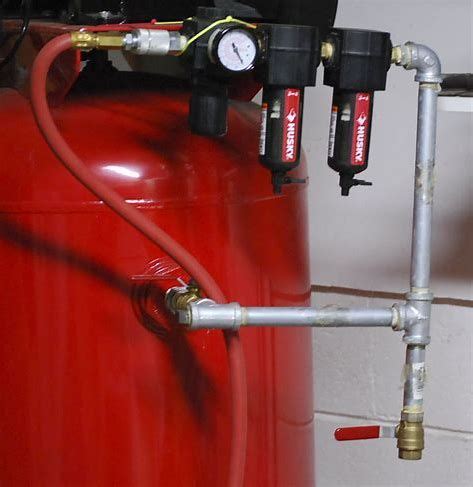 Proper air compressor setup in garage Image result for Garage Air Compressor Plumbing | Air ...