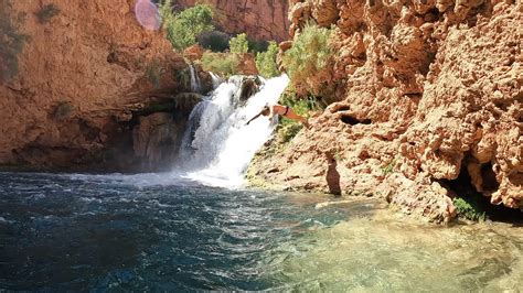 Hidden Falls Hike And Cliff Jumping Havasupai Arizona 4k Youtube