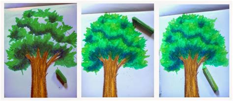 Cara mewarnai gradasi crayon oilpastel : dinsnusantara: Membuat pohon dengan crayon menggunakan teknik gradasi, overlay dan shading untuk ...