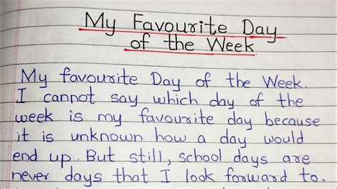 My Favourite Day Of The Week Essay In English Write An Essay On My