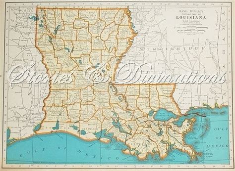 Louisiana Vintage Map Of Louisiana 1940s By Storiesdivinations 2150