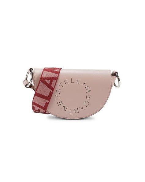 Stella Mccartney Logo Half Moon Vegan Leather Shoulder Bag In Pink Lyst