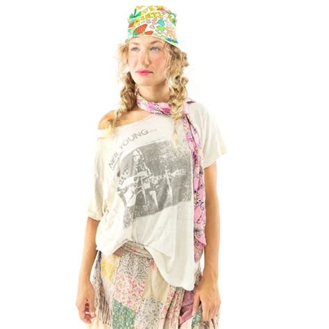 Magnolia Pearl Tops Magnolia Pearl Moon White Carnegie Hall Shirt Top Tee Cotton Jersey 153