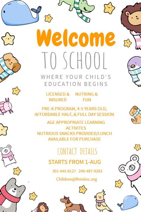 Cute Welcome To School Enrollment Poster Template Welcome To School