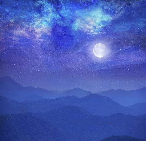 Galaxy With Moon In Mountains Photograph By Dtokar