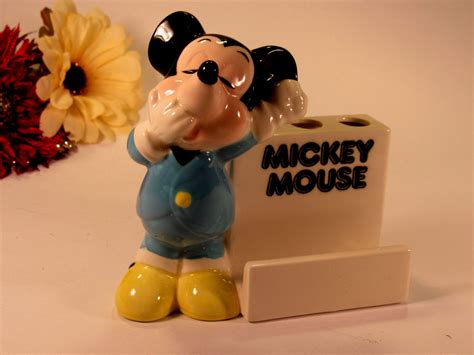 1960s Ceramic Disney Yawning Mickey Mouse Tooth Brush Etsy Mickey