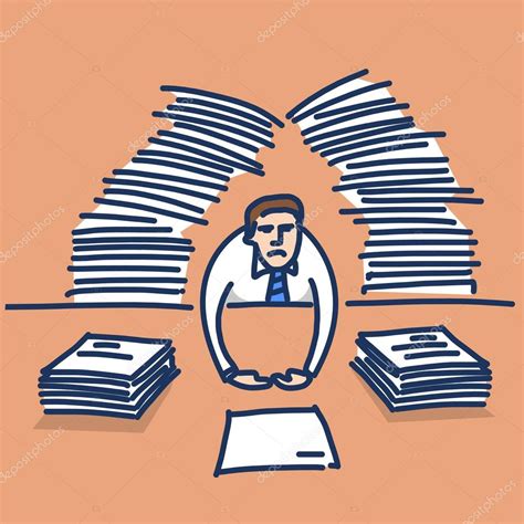 Overworked Businessmanwork With Papers Stock Vector Image By