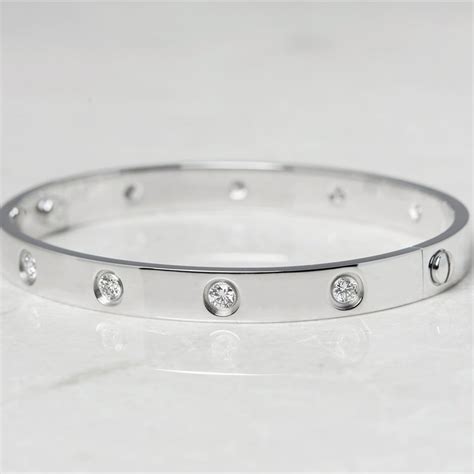 Check out our cartier bracelet selection for the very best in unique or custom, handmade pieces from our bangles shops. Cartier 18k White Gold 10 Diamond Love Bracelet B6040717 ...
