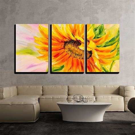 Maybe you would like to learn more about one of these? wall26 - 3 Piece Canvas Wall Art - Sunflower, Oil Painting on Canvas - Modern Home Decor ...