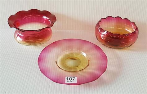 3 Pieces Antique New England Libbey Amberina Glass 0107 On Nov 29 2021 Luther Auctions In Mn