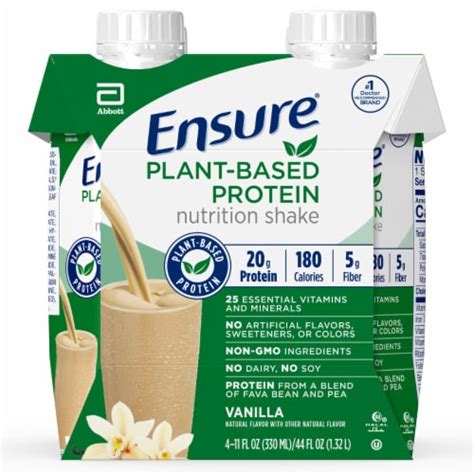 Ensure® Vanilla Plant Based Protein Nutritional Shake 4 Bottles 11 Fl Oz Baker’s