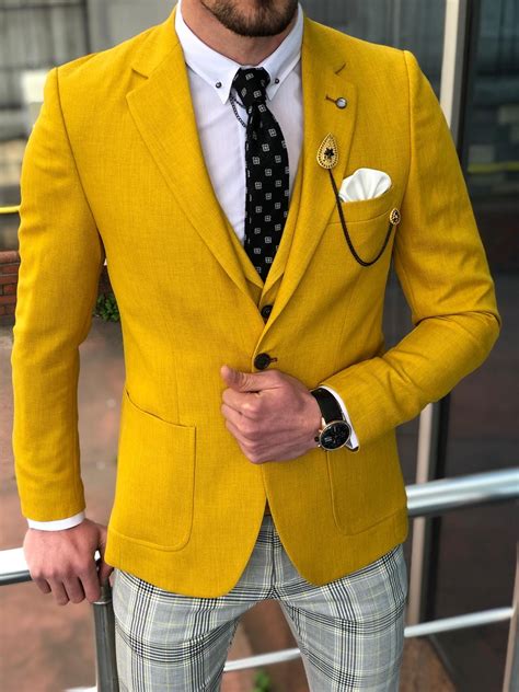Buy Yellow Slim Fit Suit By With Free Shipping