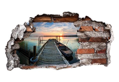 3d Wall Sticker Sunset At The Lake Wall