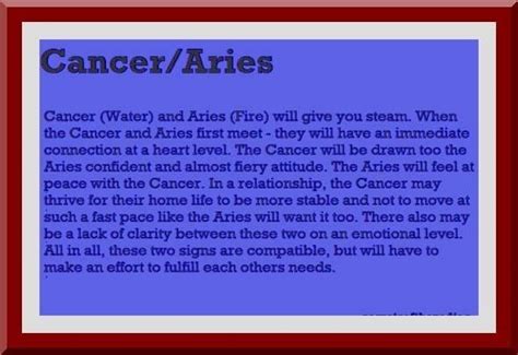 They're not the best match but they're certainly not one of the worst. Pin by jodie johnson on aries | Aries cancer, Cancer ...
