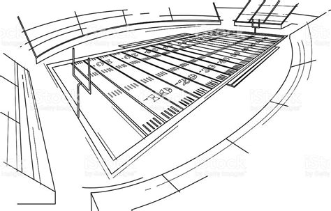 A Sketch Of A Football Stadium Accurate Line Work Vector Free