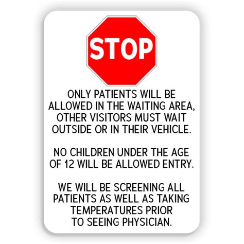 Only Patients Allowed In Waiting Area American Sign Company