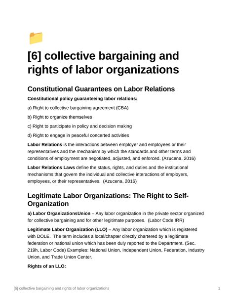 6 Collective Bargaining And Rights Of Labor Organizations 📁 6