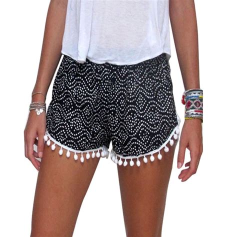 Women Girl Casual Shorts Elastic Waist Acetate Summer Style Short Pants