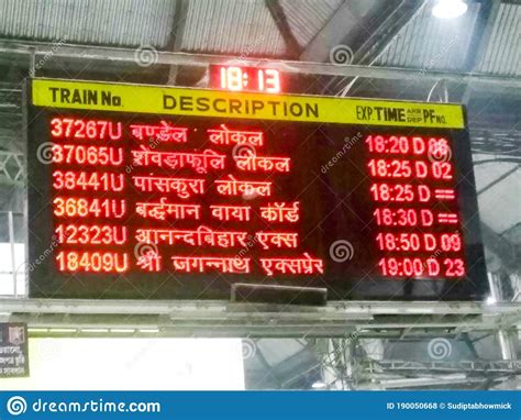 Arrival Departure Board Display Train Information At Indian Railway