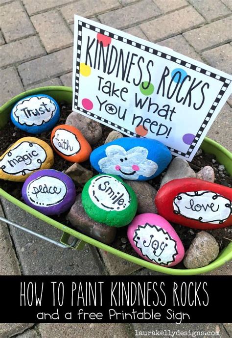 Kindness Rocks With A Free Printable Rock Crafts Painted Rocks Kids