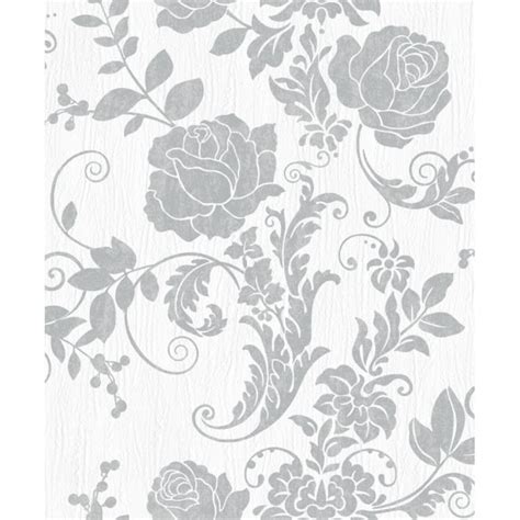 Rasch Rose Flower Pattern Wallpaper Metallic Floral Leafglitter 308419