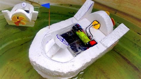 How To Make A Thermocol Boat With Dc Motor Thermocol Electric Boat