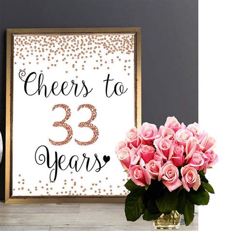 Cheers to 33 Years 33rd Birthday Sign 33rd Anniversary | Etsy