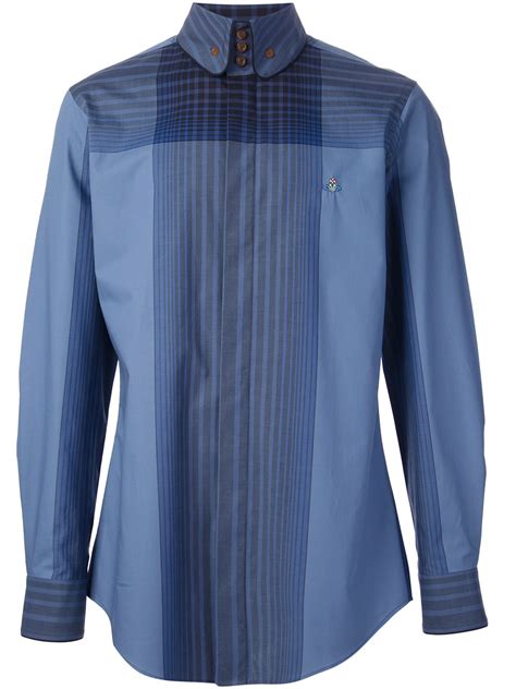 Lyst Vivienne Westwood Checked High Collar Shirt In Blue For Men
