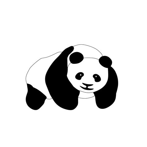 Stylized Giant Panda Full Body Drawing Simple Panda Bear Icon Or Logo