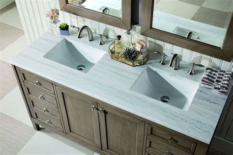 We have 4 young children and desperately needed double sinks. 60" Chicago Whitewashed Walnut Double Sink Bathroom Vanity
