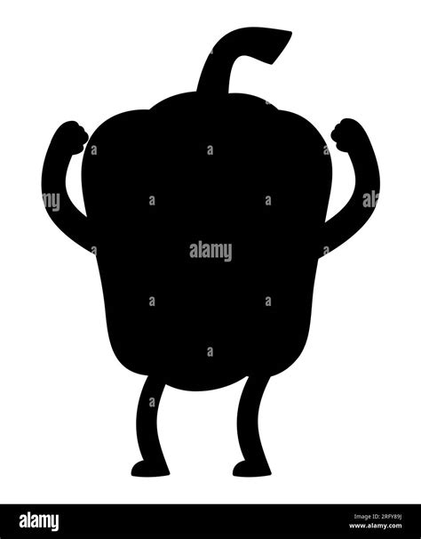 Strong Cartoon Capsicum Character With Hands Healthy Eating Logo