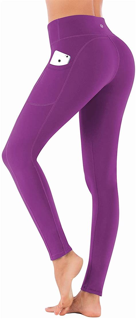 Iuga High Waist Yoga Pants With Pockets Tummy Control 7840 Purple Size M6xg Ebay