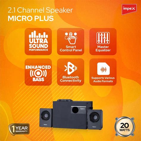 Impex Micro Plus 20 Watts 21 Channel Multimedia Speaker System With U