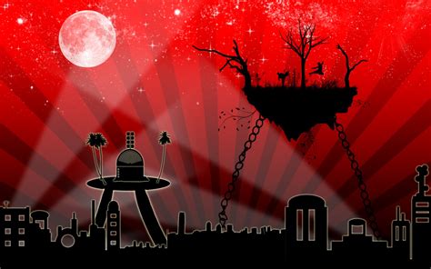Wallpaper Illustration Cityscape Red Vector Art Stage 1440x900