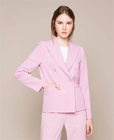 double breasted pin stripe blazer woman pink twinset milano