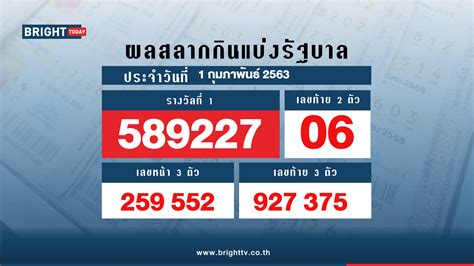 The lottery in thailand is hugely popular despite the low odds of winning and the unfavourable payout ratio. ผลสลากกินแบ่งรัฐบาล 1 กุมภาพันธ์ 2563 - Bright Today