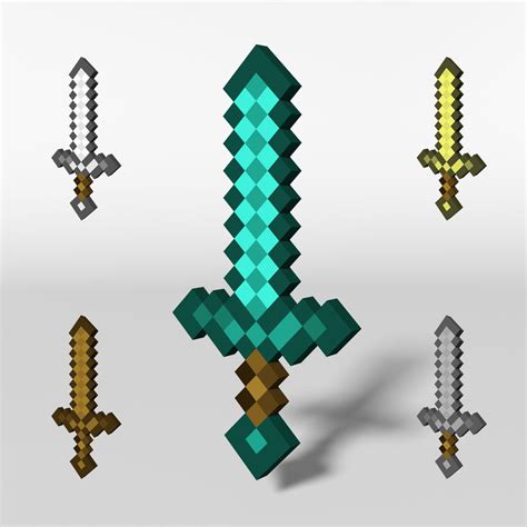 Minecraft Weapons And Tools 3d Model 40 3ds Obj Fbx Max Free3d