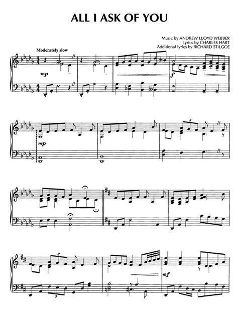 All I Ask Of You Piano Sheet Music Easy Sheet Music