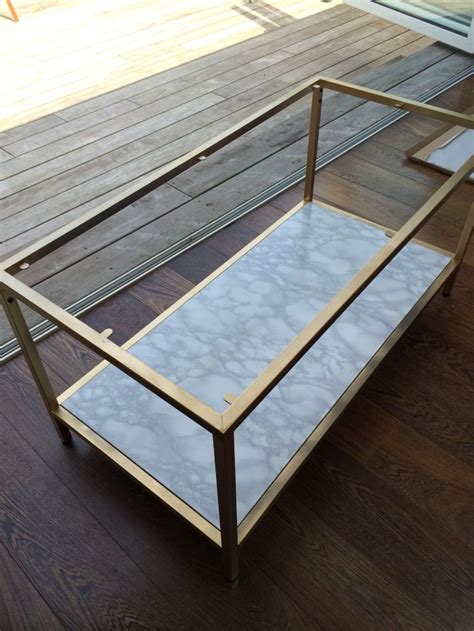 Diy Gold And Faux Marble Coffee Table Ikea Hack Coffee Table Ikea