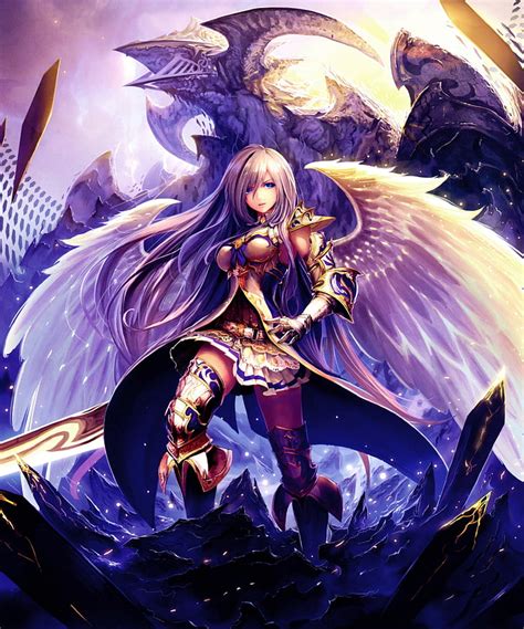 Hd Wallpaper Female Warrior Angel Standing While Holding Sword