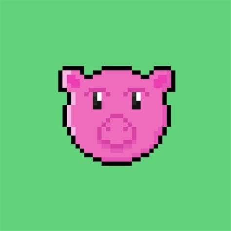 Premium Vector Pig Head In Pixel Art Style