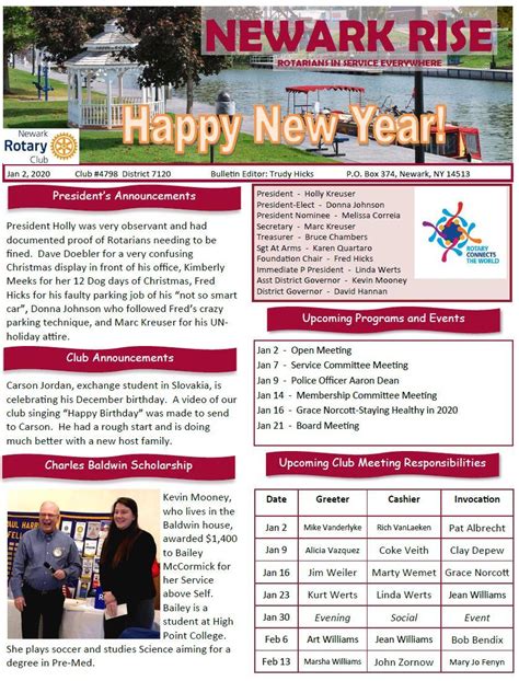 Newark Rotary Bulletin January 2 2020 Jan 02 2020