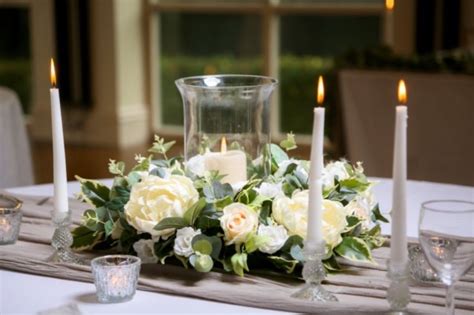 Glass Hurricane Vase With Silk Flowers Inspired Hire