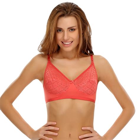 Non Padded Bra With Lace Cups In Reddish Pink Bras 4 Bras For 499