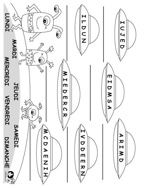 Worksheets French Days Of The Week French Worksheets French Days