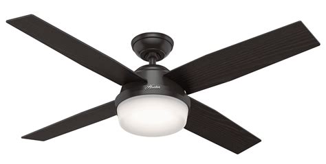 Hunter 52 Dempsey Matte Black Ceiling Fan With Light Kit And Remote