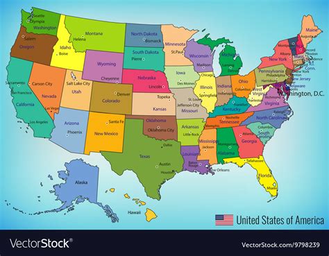 Usa Map With Federal States All States Royalty Free Vector